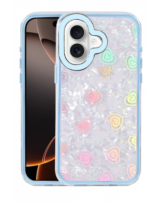 Newface Apple iPhone 16 Lumi Desenli Kapak - Mavi