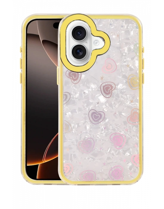 Newface Apple iPhone 16 Lumi Desenli Kapak - Sarı