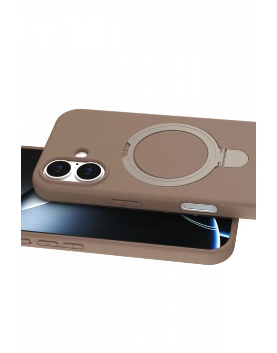 Newface Apple iPhone 16 Plus Regal Magsafe Standlı Kapak - Çöl Titanyum