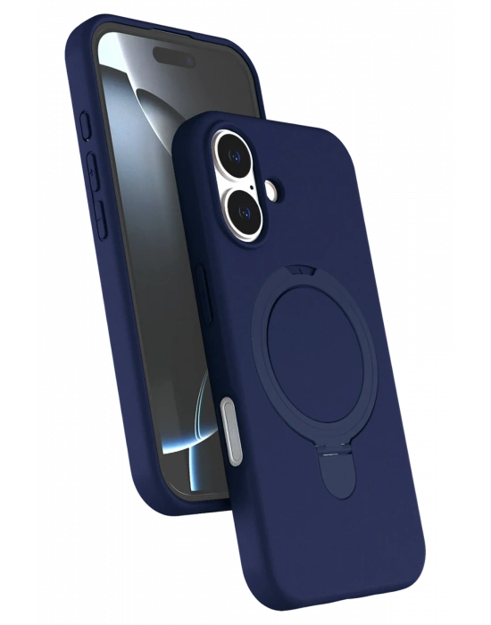 Newface Apple iPhone 16 Plus Regal Magsafe Standlı Kapak - Lacivert