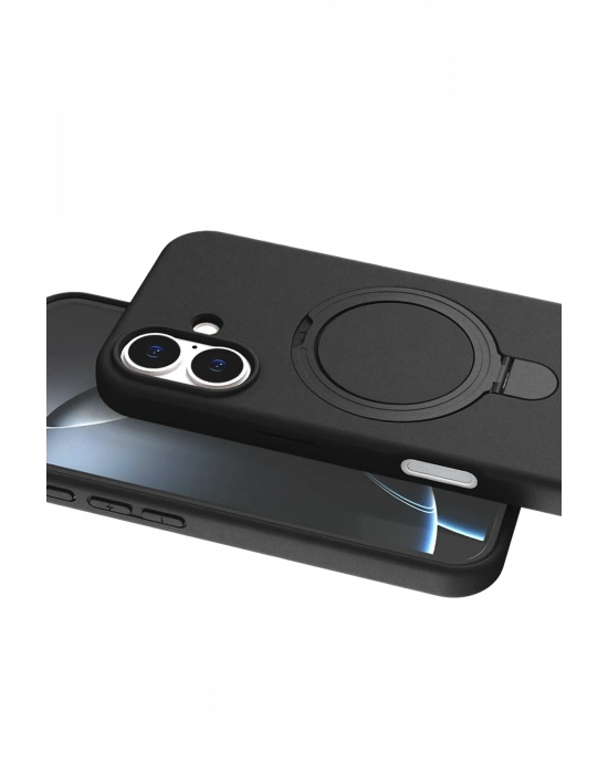 Newface Apple iPhone 16 Plus Regal Magsafe Standlı Kapak - Siyah