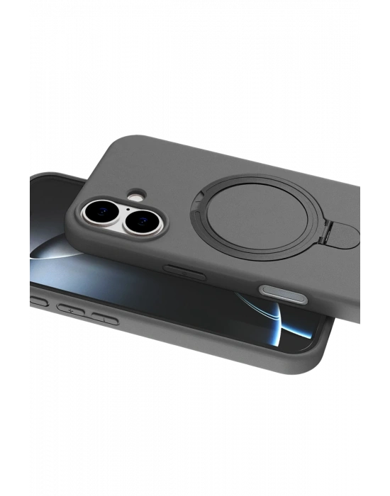 Newface Apple iPhone 16 Plus Regal Magsafe Standlı Kapak - Titan Gri