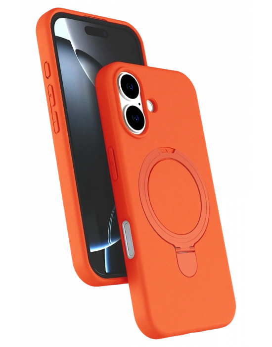 Newface Apple iPhone 16 Plus Regal Magsafe Standlı Kapak - Turuncu