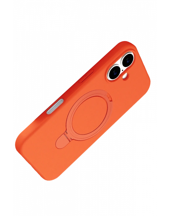 Newface Apple iPhone 16 Plus Regal Magsafe Standlı Kapak - Turuncu