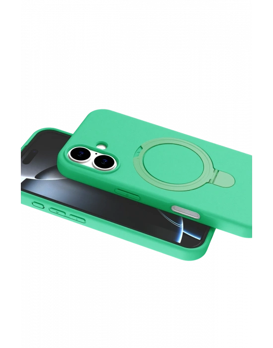 Newface Apple iPhone 16 Plus Regal Magsafe Standlı Kapak - Yeşil