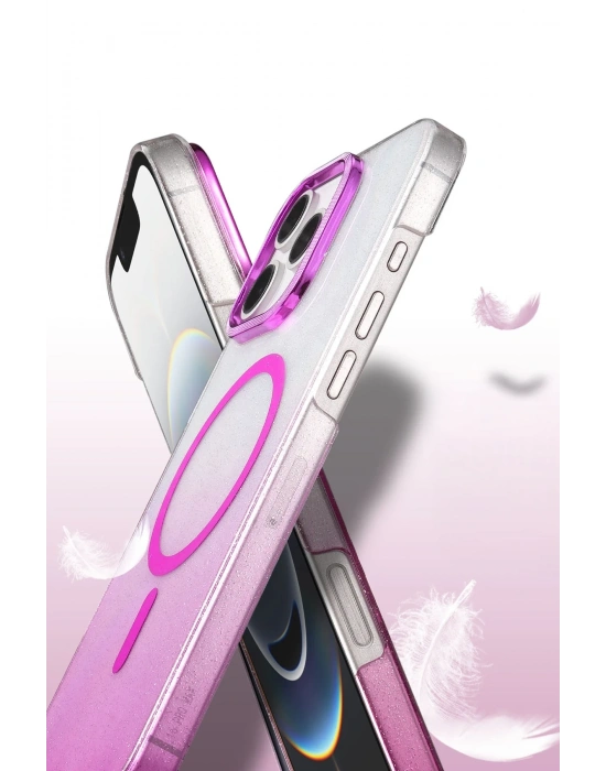 Newface Apple iPhone 16 Pro Max Glossy Magsafe Kapak - Pembe