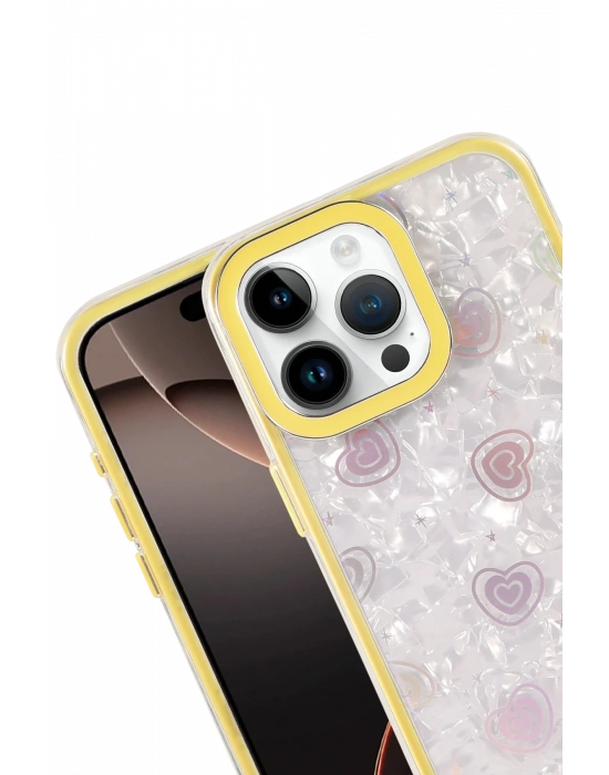 Newface Apple iPhone 16 Pro Max Lumi Desenli Kapak - Sarı