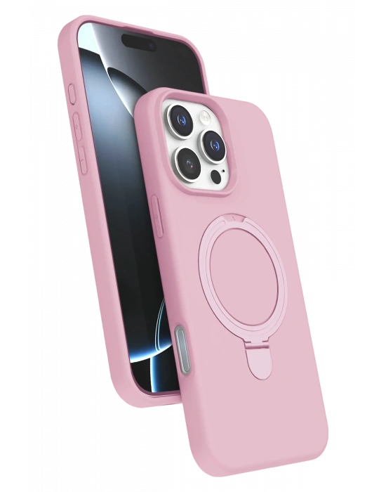 Newface Apple iPhone 16 Pro Regal Magsafe Standlı Kapak - Açık Pembe