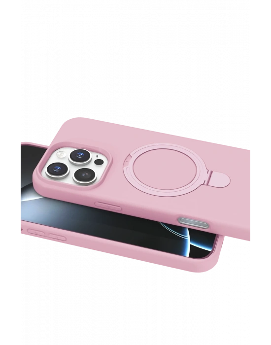 Newface Apple iPhone 16 Pro Regal Magsafe Standlı Kapak - Açık Pembe