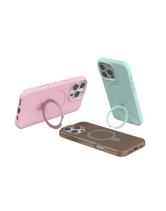 Newface Apple iPhone 16 Pro Regal Magsafe Standlı Kapak - Açık Pembe