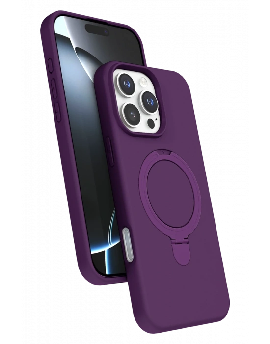 Newface Apple iPhone 16 Pro Regal Magsafe Standlı Kapak - Derin Mor