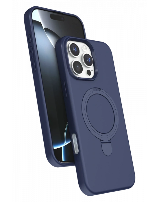 Newface Apple iPhone 16 Pro Regal Magsafe Standlı Kapak - Lacivert