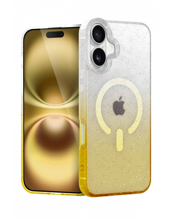 Newface Apple iPhone 16 Pummel Shiny Magsafe Kapak - Gold