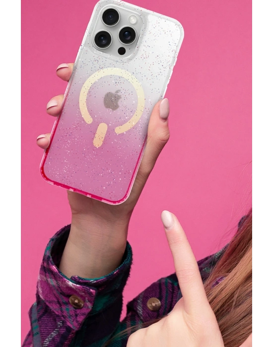 Newface Apple iPhone 16 Pummel Shiny Magsafe Kapak - Mor