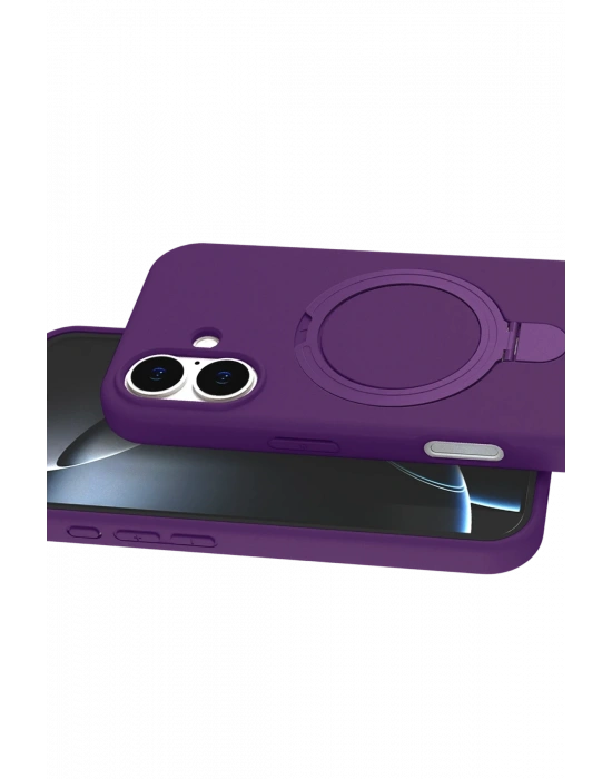 Newface Apple iPhone 16 Regal Magsafe Standlı Kapak - Derin Mor