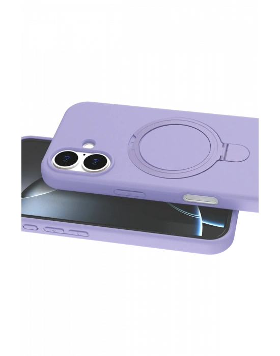 Newface Apple iPhone 16 Regal Magsafe Standlı Kapak - Lila