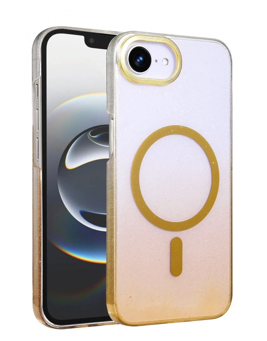 Newface Apple iPhone 16E Glossy Magsafe Kapak - Çöl Titanyum