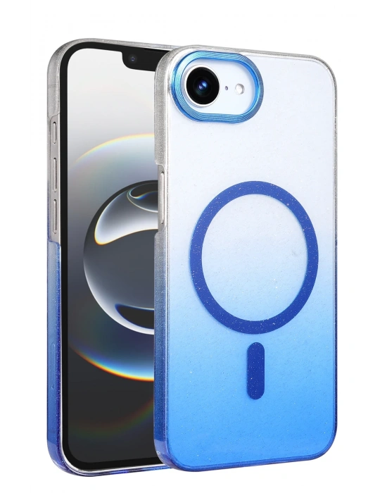 Newface Apple iPhone 16E Glossy Magsafe Kapak - Mavi