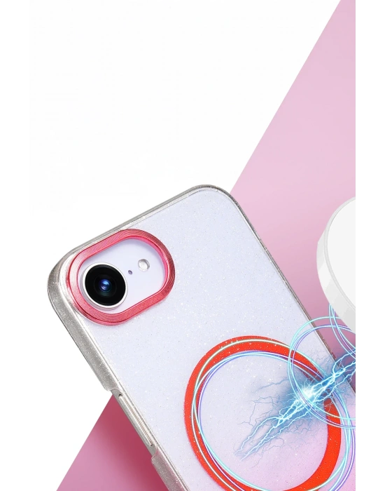 Newface Apple iPhone 16E Glossy Magsafe Kapak - Mor