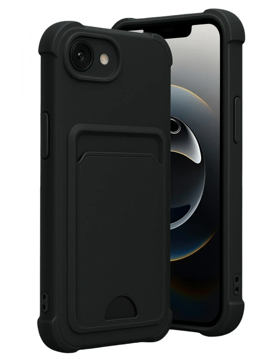 Newface Apple iPhone 16E Kelvin Kartvizitli Silikon - Siyah