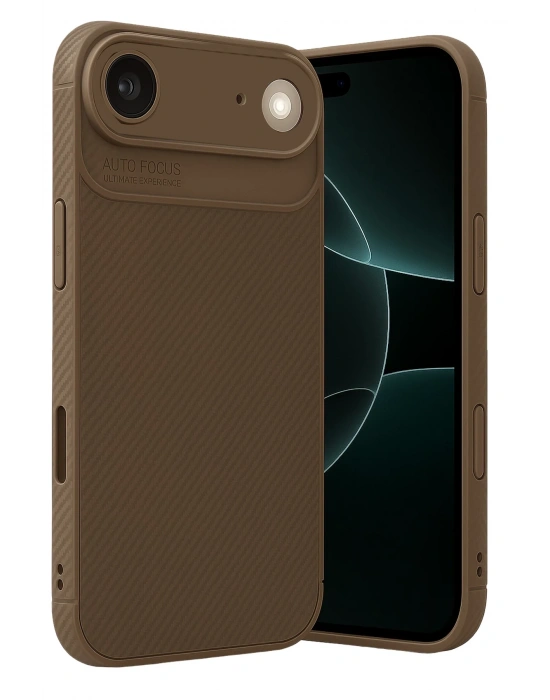 Newface Apple iPhone 17 Air Auto Focus Karbon Kapak - Kahverengi