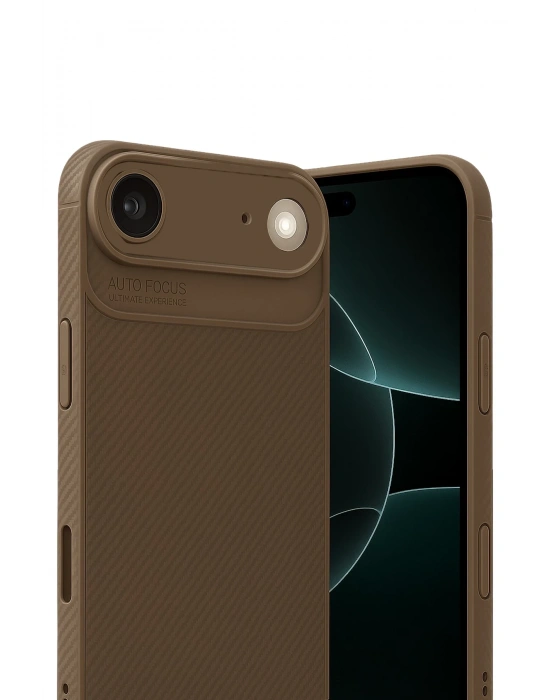 Newface Apple iPhone 17 Air Auto Focus Karbon Kapak - Kahverengi