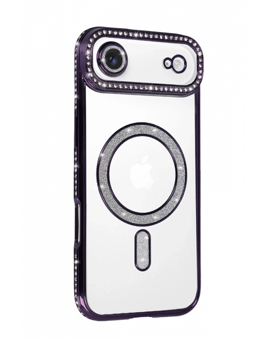 Newface Apple iPhone 17 Air Joke Simli Magneticsafe Kılıf - Derin Mor