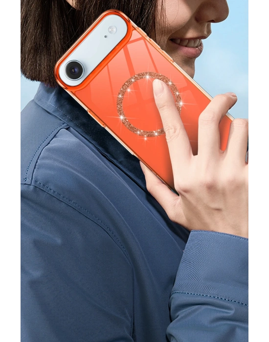 Newface Apple iPhone 17 Air Live Diamond Magsafe Kapak - Pembe