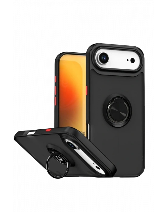 Newface Apple iPhone 17 Air Montreal Yüzüklü Silikon Kapak - Siyah