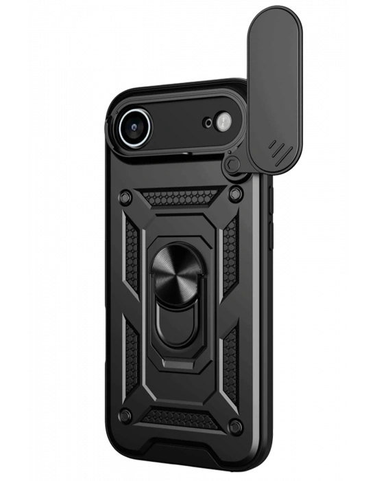 Newface Apple iPhone 17 Air Pars Lens Yüzüklü Silikon - Siyah