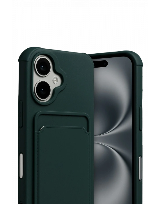 Newface Apple iPhone 17 Kelvin Kartvizitli Silikon - Koyu Yeşil