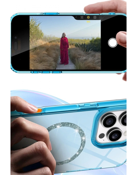 Newface Apple iPhone 17 Live Diamond Magsafe Kapak - Turuncu