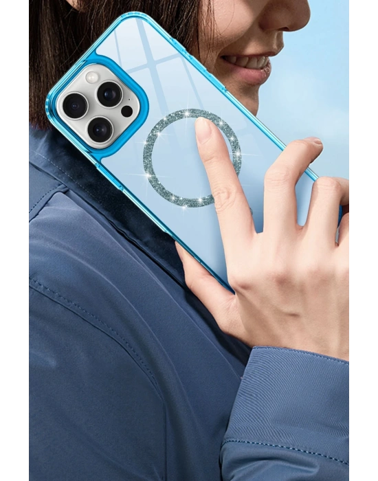 Newface Apple iPhone 17 Live Diamond Magsafe Kapak - Turuncu