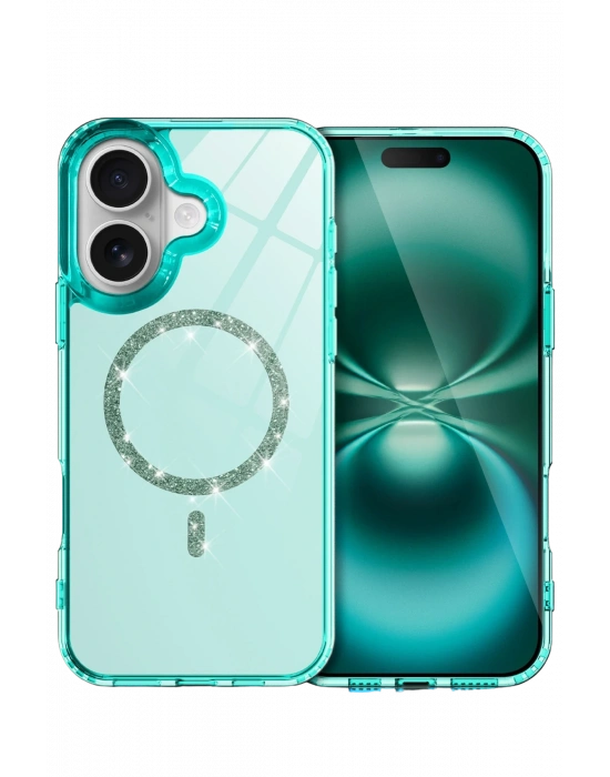 Newface Apple iPhone 17 Live Diamond Magsafe Kapak - Yeşil
