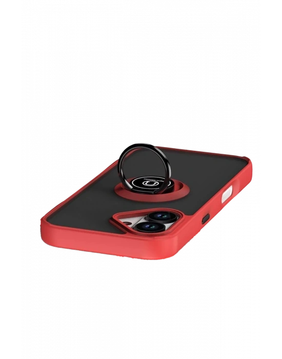 Newface Apple iPhone 17 Montreal Yüzüklü Silikon Kapak - Kırmızı