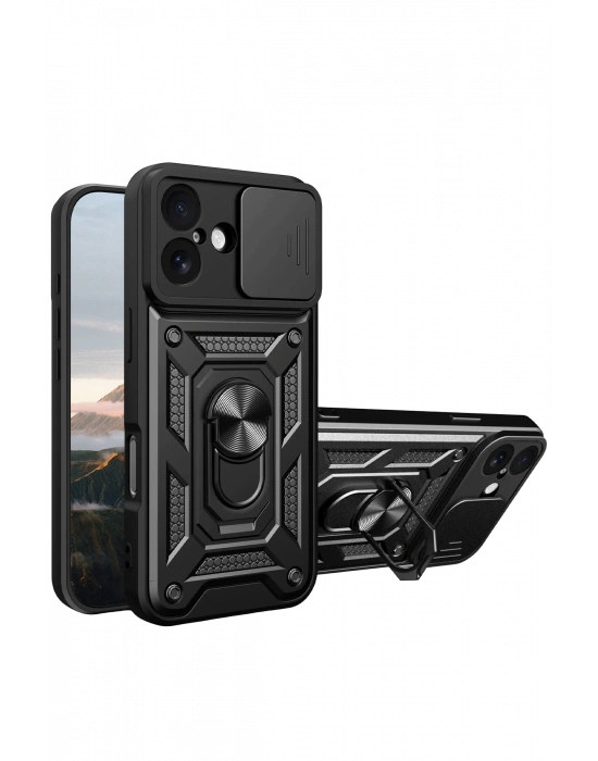 Newface Apple iPhone 17 Pars Lens Yüzüklü Silikon - Siyah