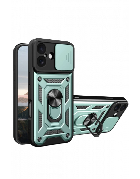 Newface Apple iPhone 17 Pars Lens Yüzüklü Silikon - Yeşil