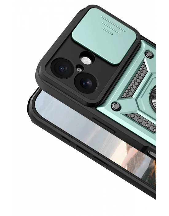 Newface Apple iPhone 17 Pars Lens Yüzüklü Silikon - Yeşil