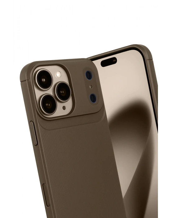 Newface Apple iPhone 17 Pro Auto Focus Karbon Kapak - Kahverengi