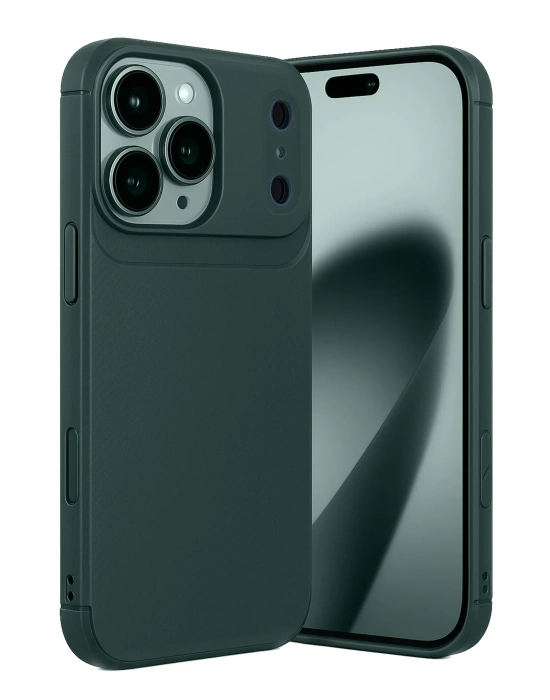 Newface Apple iPhone 17 Pro Auto Focus Karbon Kapak - Koyu Yeşil