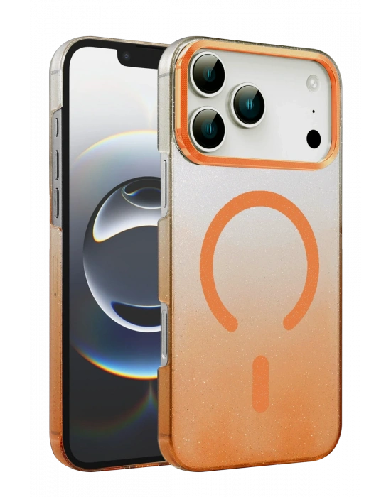 Newface Apple iPhone 17 Pro Glossy Magsafe Kapak - Turuncu