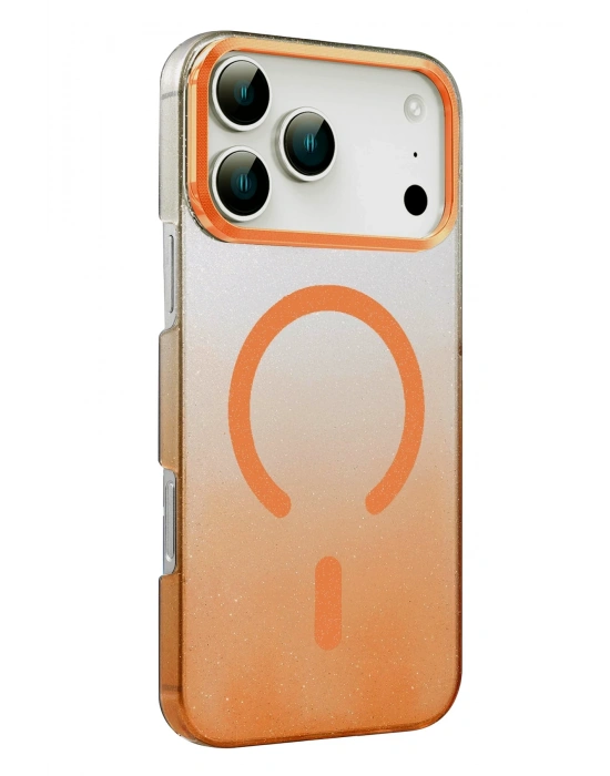 Newface Apple iPhone 17 Pro Glossy Magsafe Kapak - Turuncu