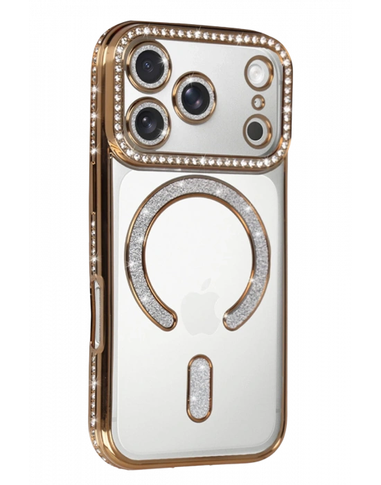 Newface Apple iPhone 17 Pro Joke Simli Magneticsafe Kılıf - Gold