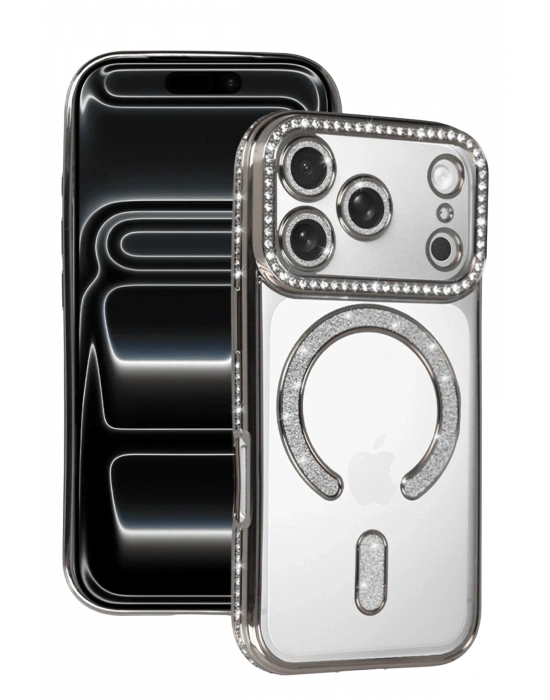 Newface Apple iPhone 17 Pro Joke Simli Magneticsafe Kılıf - Gümüş