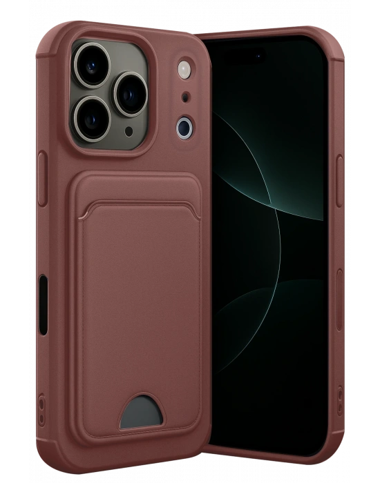 Newface Apple iPhone 17 Pro Kelvin Kartvizitli Silikon - Bordo