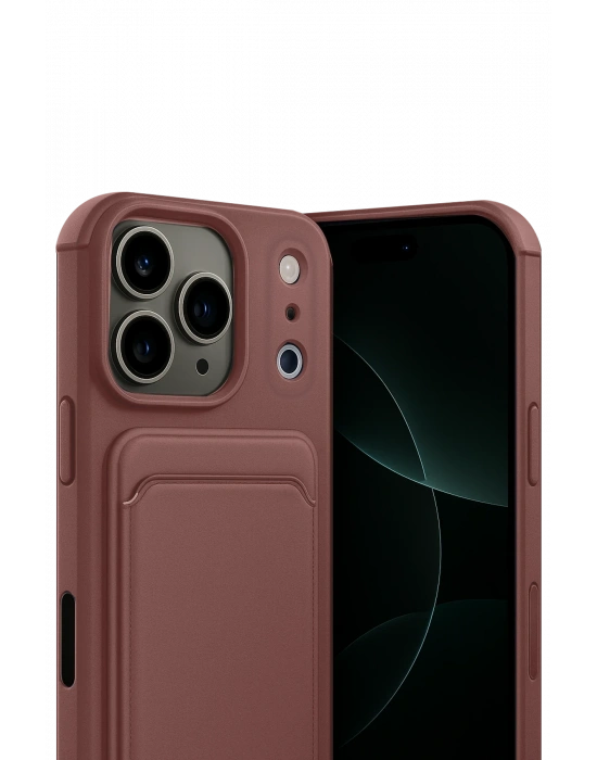 Newface Apple iPhone 17 Pro Kelvin Kartvizitli Silikon - Bordo