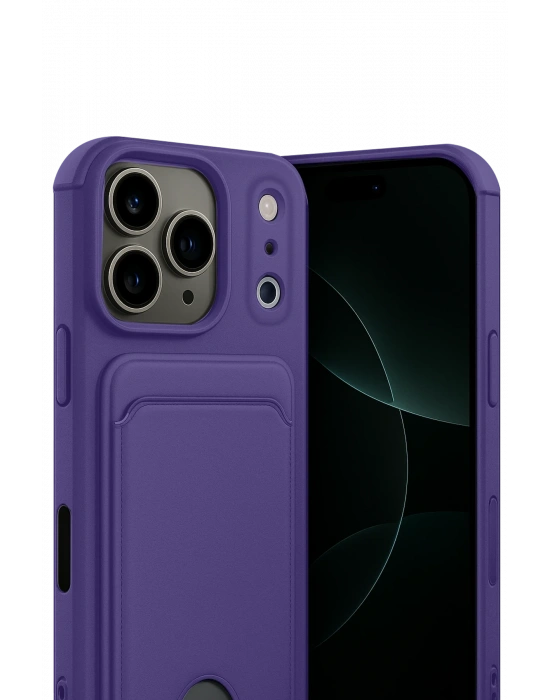 Newface Apple iPhone 17 Pro Kelvin Kartvizitli Silikon - Derin Mor