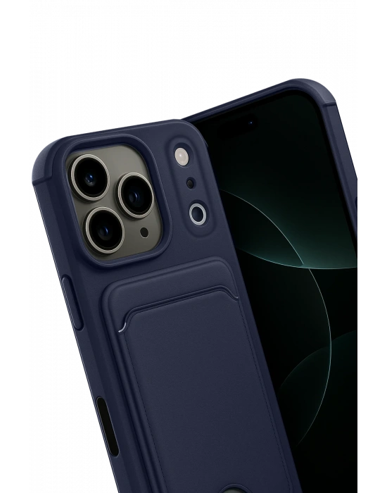 Newface Apple iPhone 17 Pro Kelvin Kartvizitli Silikon - Lacivert