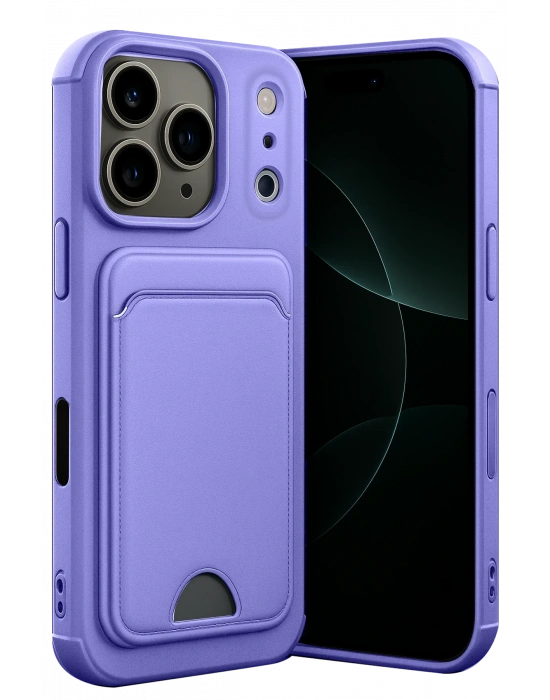 Newface Apple iPhone 17 Pro Kelvin Kartvizitli Silikon - Lila