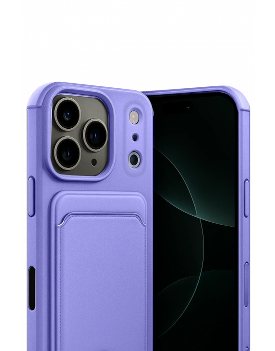 Newface Apple iPhone 17 Pro Kelvin Kartvizitli Silikon - Lila